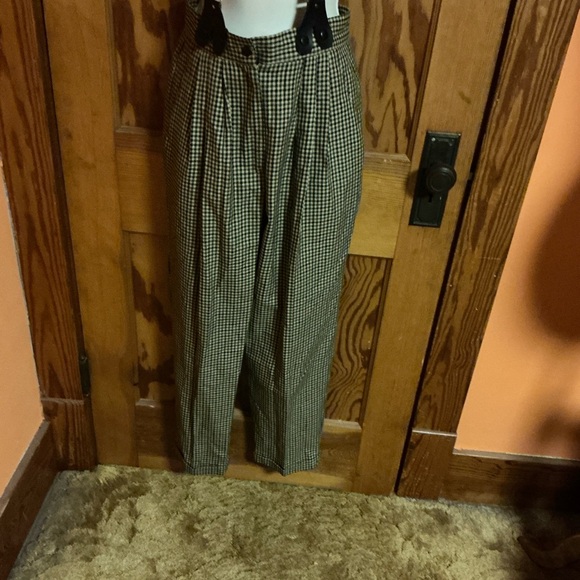 Vtg 80s smarty pants NY plaid suspender pants - Picture 5 of 14
